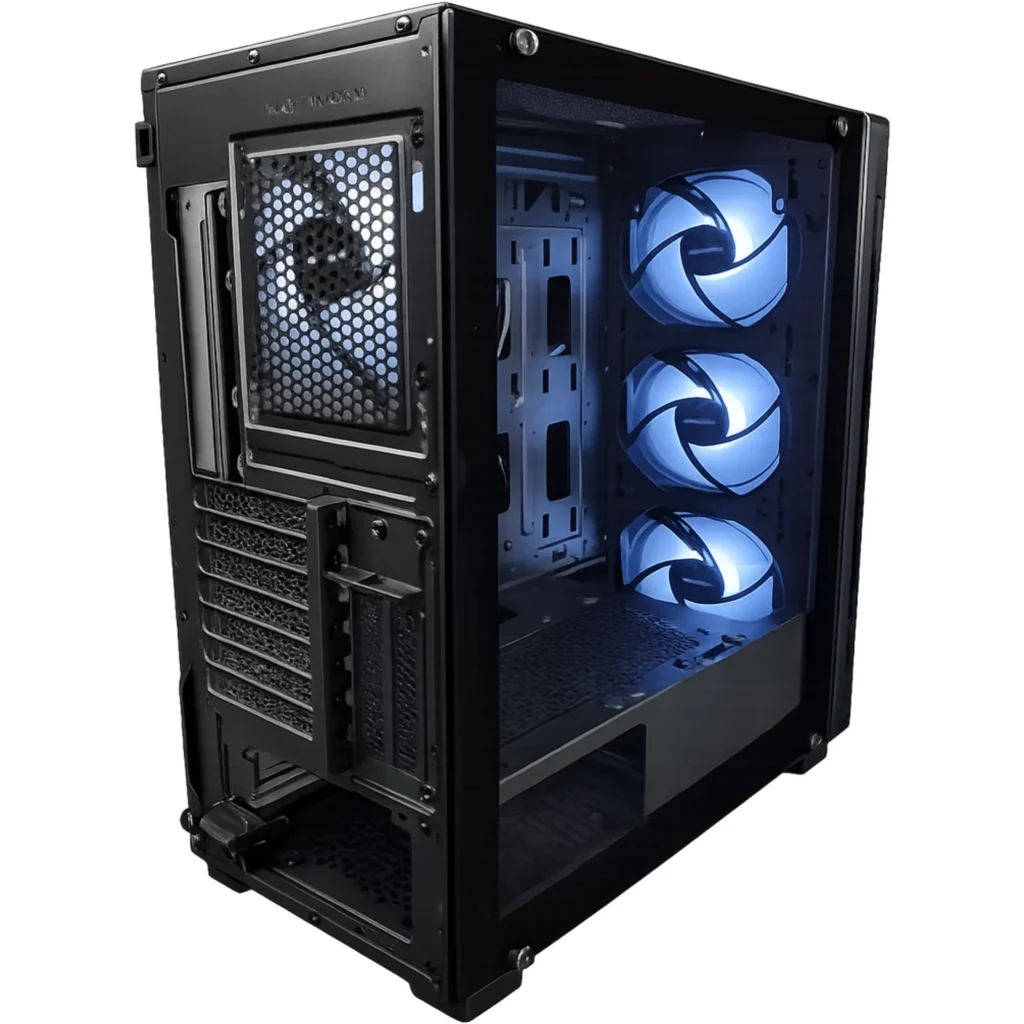 Imagen 4 de Gabinete Gamer EsGaming Y03, MediaTorre 2*USB2.0 USB3.0 4*FAN ARGB V.Temp. Negro