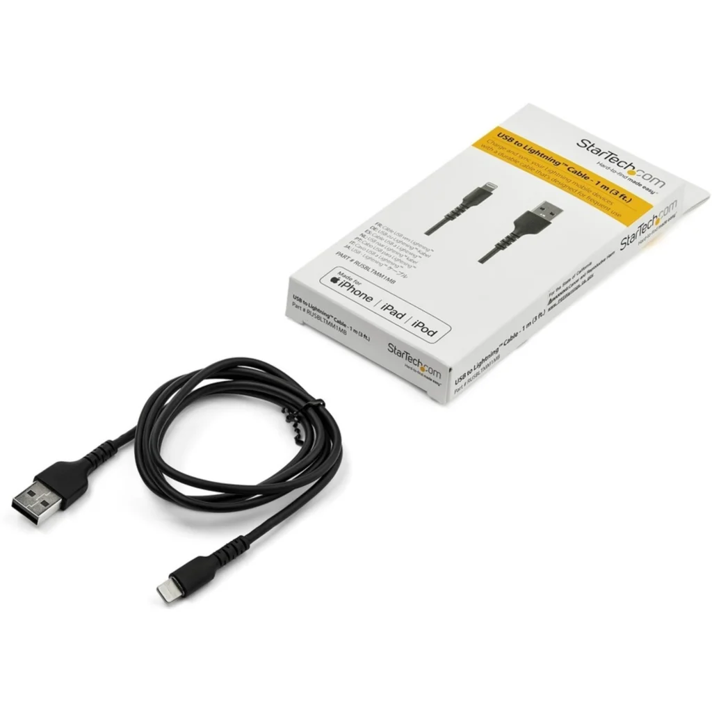Imagen 4 de Cable Lightning a USB Tipo-A Cárga rapida 1mt Cert MFi Negro p//iPhone iPad iPod