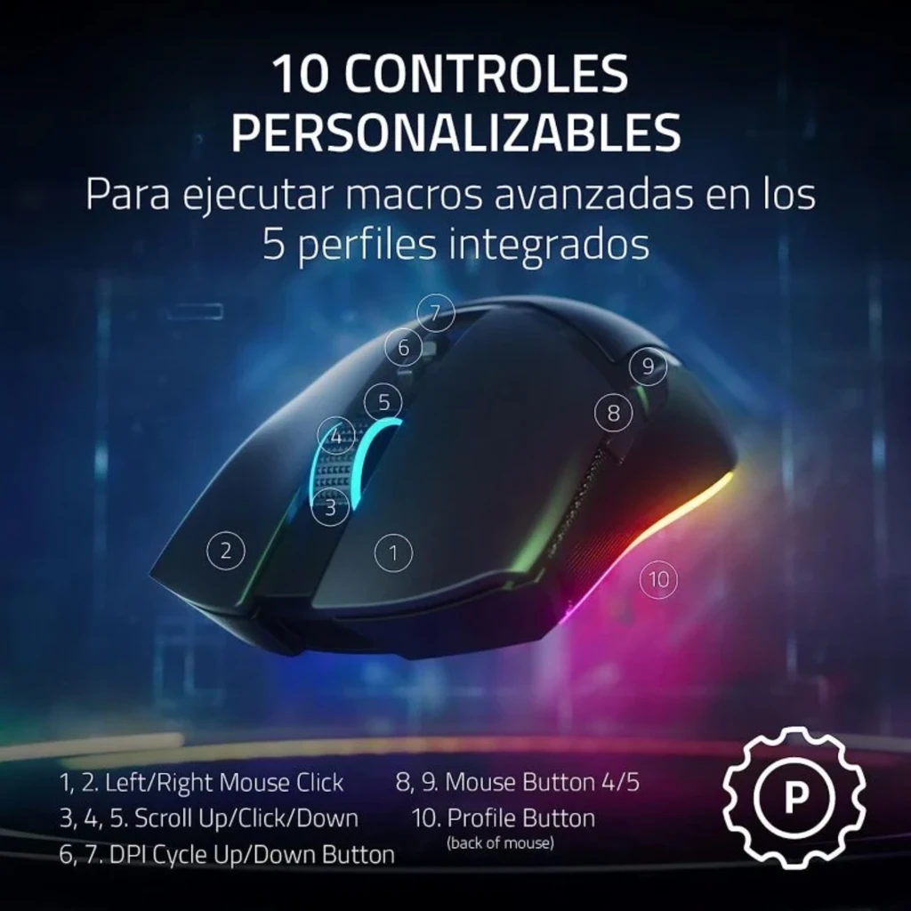 Imagen 5 de Mouse Gamer Inalámbrico Razer Cobra Pro RGB Ópt. 30K DPI 8 Btnes Bt2.4GHz Negro