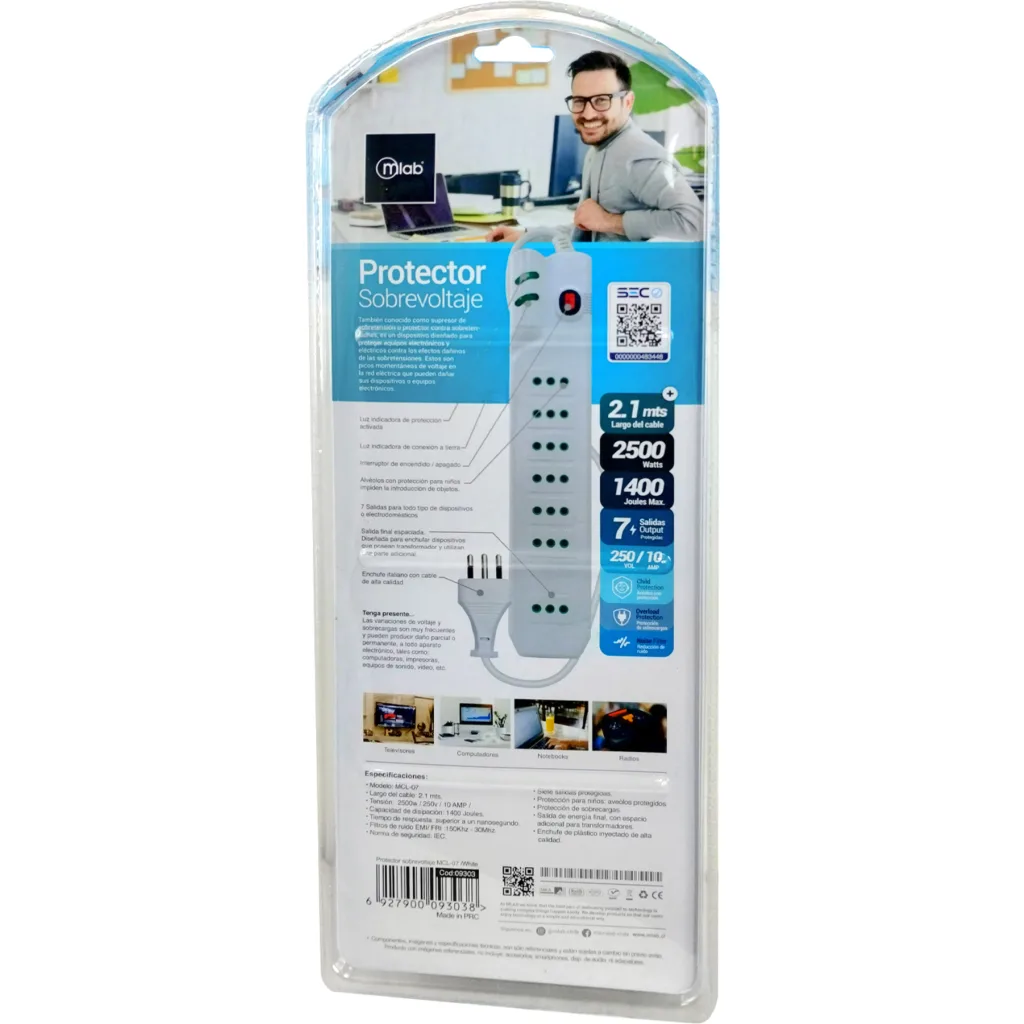 Imagen 3 de MLAB PROTECTOR SOBREVOLTAJE MCL-07 1400J 2.1MT WHITE