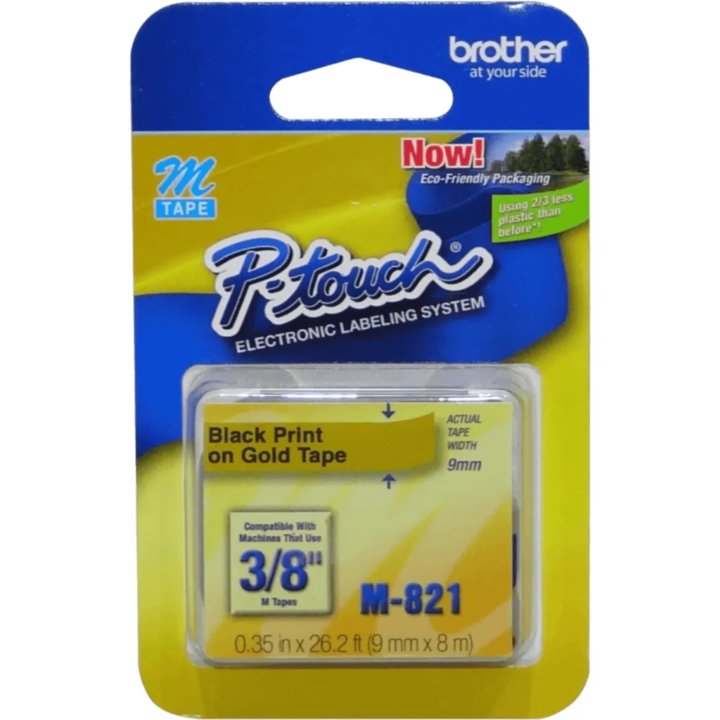 Imagen 1 de BROTHER 9mm Negro en Fondo Dorado Cinta 8mt p/PT-90