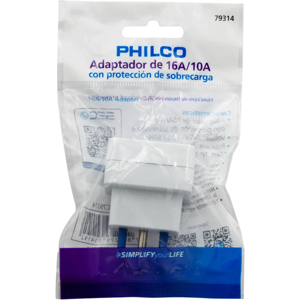 ADAPTADOR 16A - 10A 79314 BLANCO PHILCO