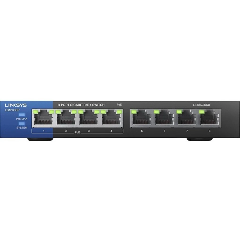 Imagen 4 de Switch Linksys SMB LGS108P No Admin. 8 puertos Gigabit (4 PoE+) 