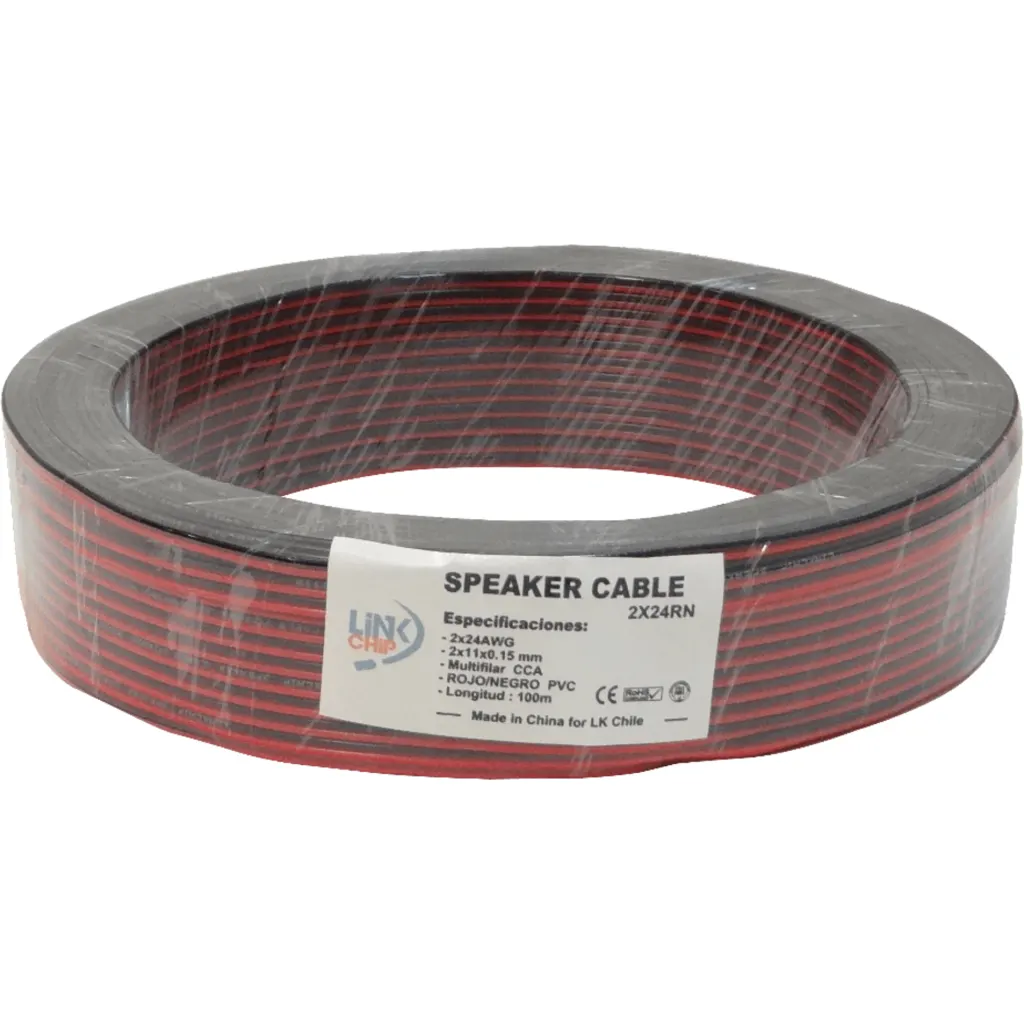 Imagen 1 de 2x24AWG CCA 100mt Cable PVC Rojo/Negro Paralelo Multif 11x0,15mm