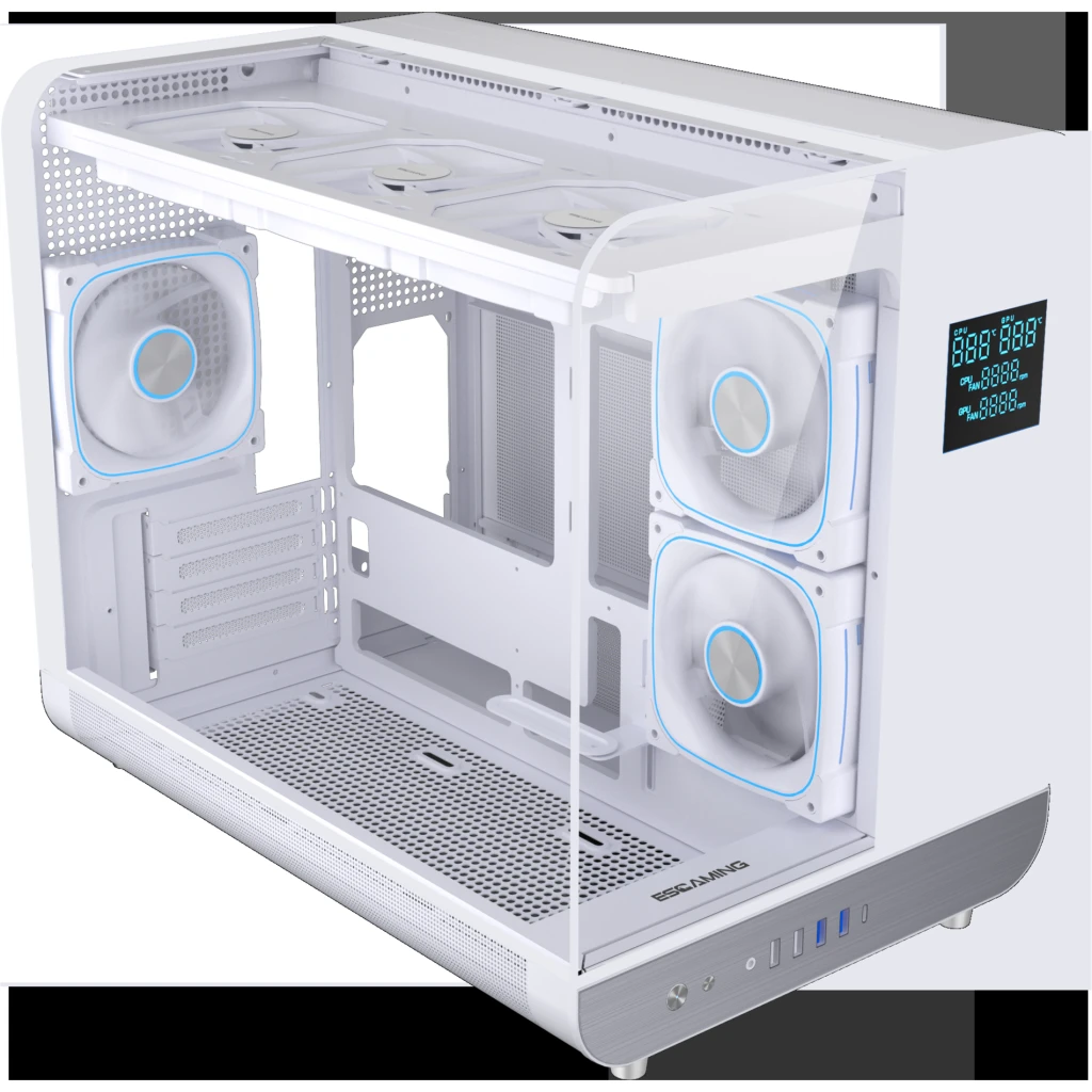 Imagen 3 de GABINETE GAMER ESGAMING MATX AIRCRAFT 007 BKANCI 6 FAN, 2 BASE, 3 ABAJO, 1 TRASERO ARGB, SIN FUENTE