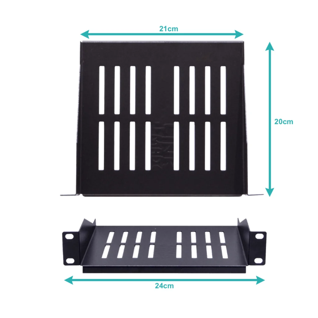 LINKMADE 1U 10 Pulg-angosto 20cm-Fondo Bandeja Ventilada Acero-1,2mm