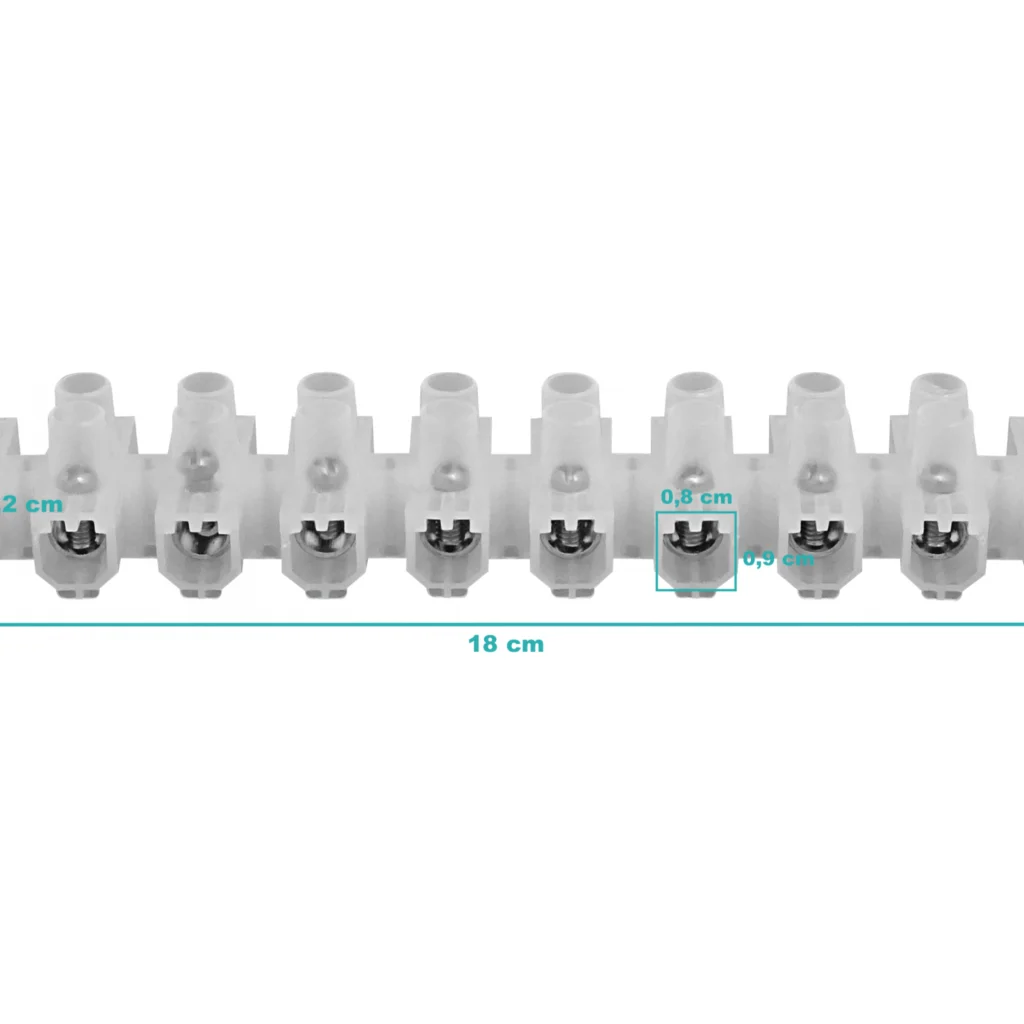 60-Ampere 13,3mm2 12-Pares Regleta-Tornillos 380V 60A-Max 180x26x22mm