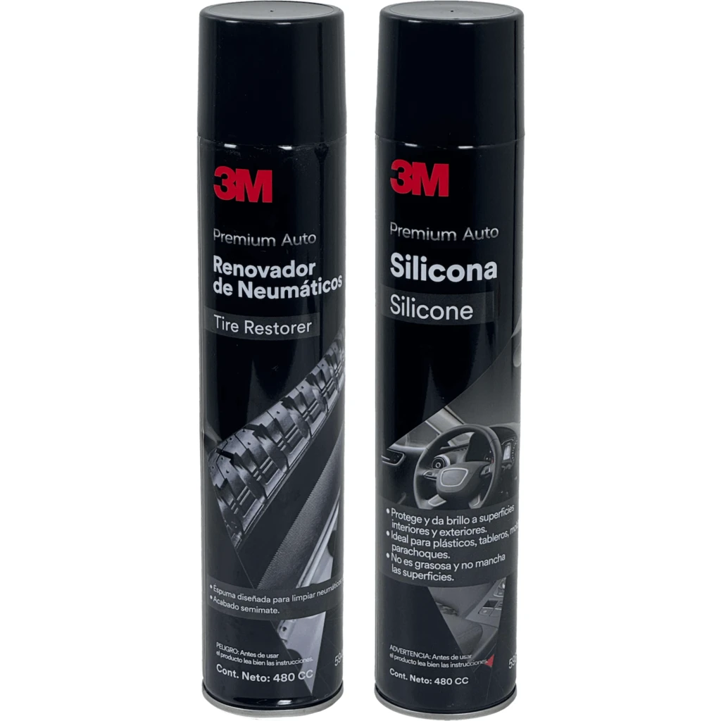 3M Kit Limpieza Spray-480ml Silicona y Renovador de Neumatico