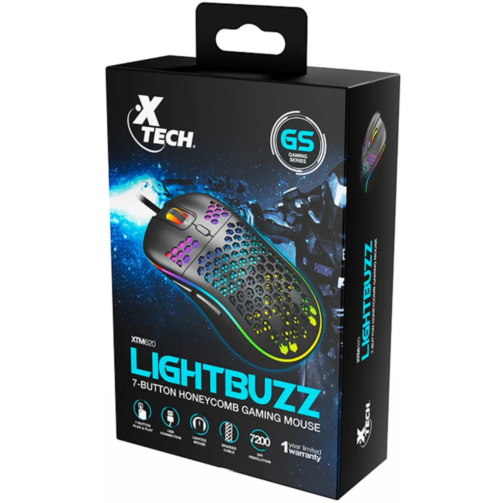 Imagen 9 de Xtech - XTM-620 - Mouse - USB - Wired - Black - Gaming 7 button Honeycomb