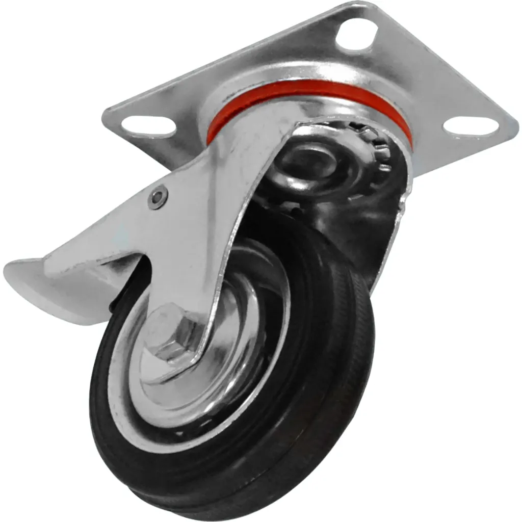 Imagen 2 de FERRETOOLS Rueda 3-pulg c/Freno Giratoria Negro Soporta-30Kg 65x81x98m