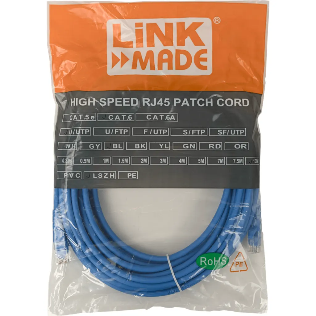 Imagen 2 de Cable de Red Categoria 6 U/UTP Azul Longitud 10 metros LSZH Patch Iny. Multif.