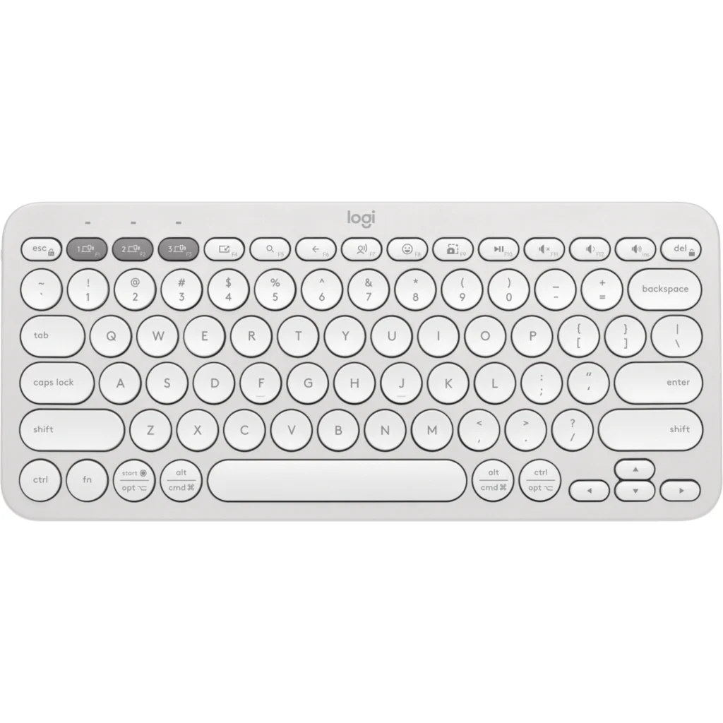 Teclado Inalámbrico Logitech Pebble Keys 2 K380S, Bluetooth Dongle USB Esp Blanc