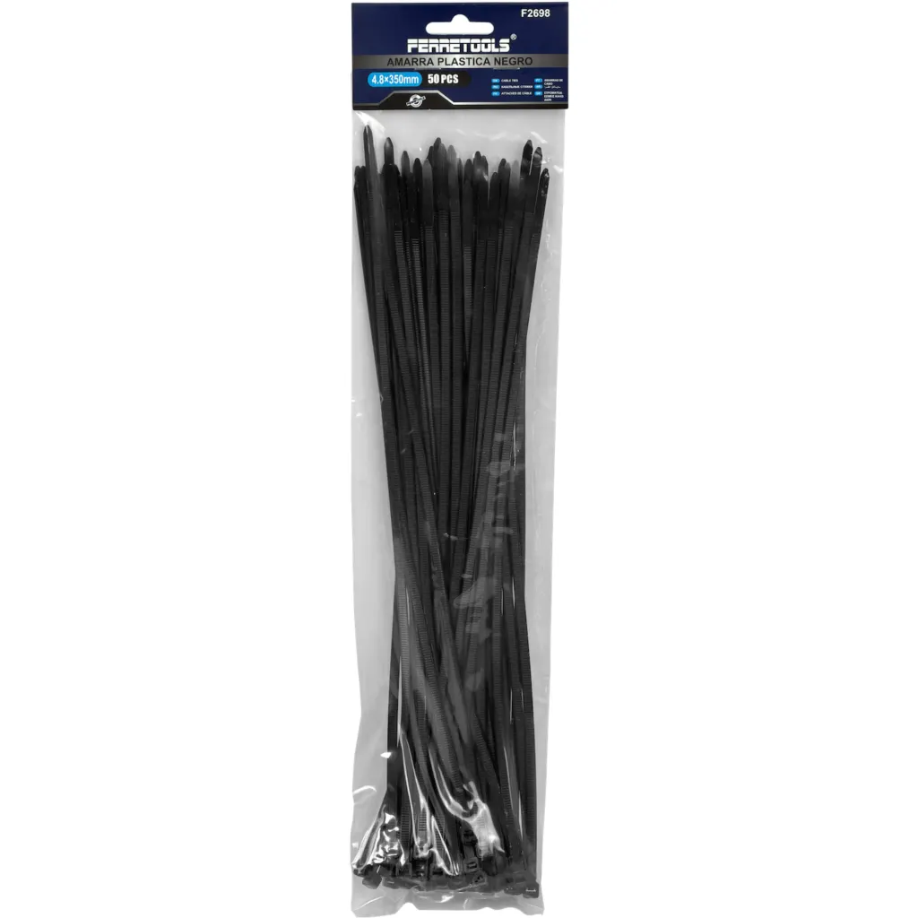 Imagen 2 de 50-un 350x4,8mm Negra Amarra Plastica Nylon 4.8x350mm