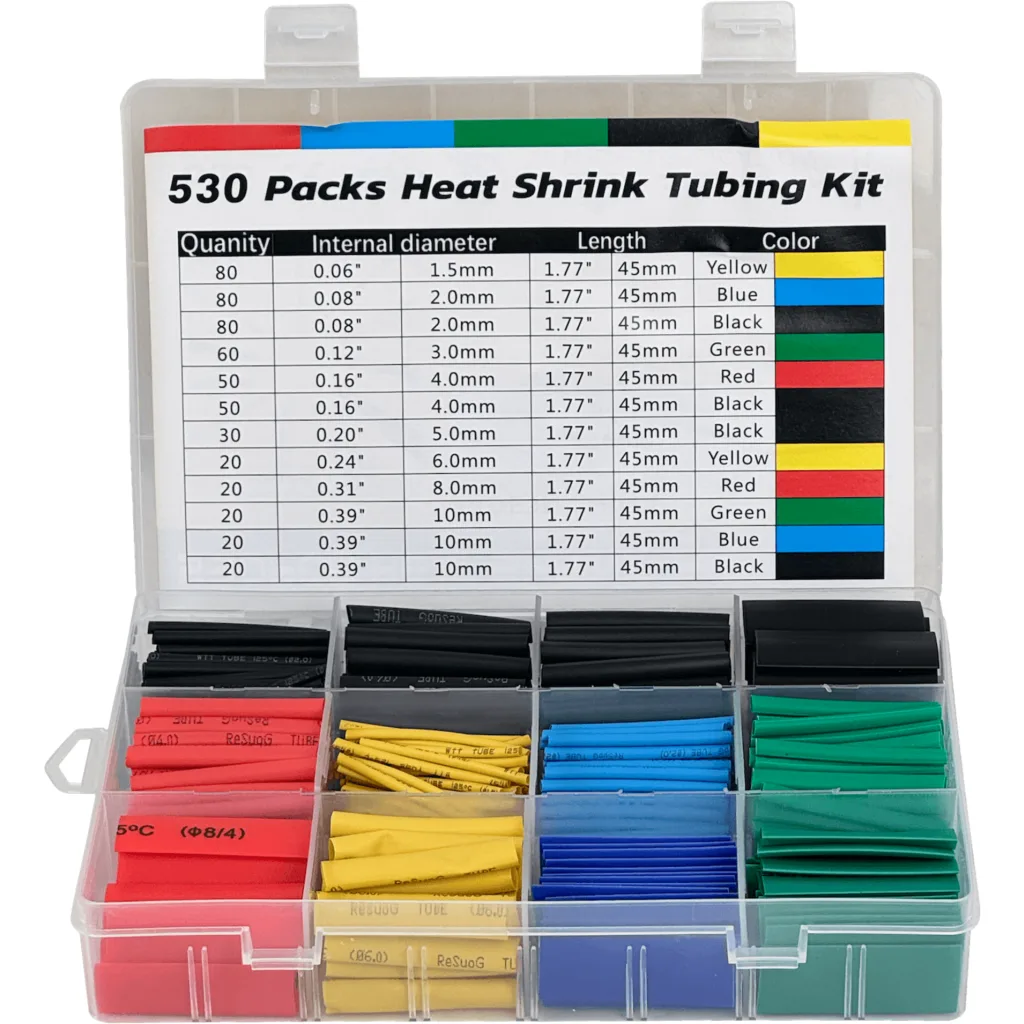 Imagen 2 de Kit de Tubos Termoretractil 530-Piezas 1,5 2 3 4 5 6 8 10mm Colores