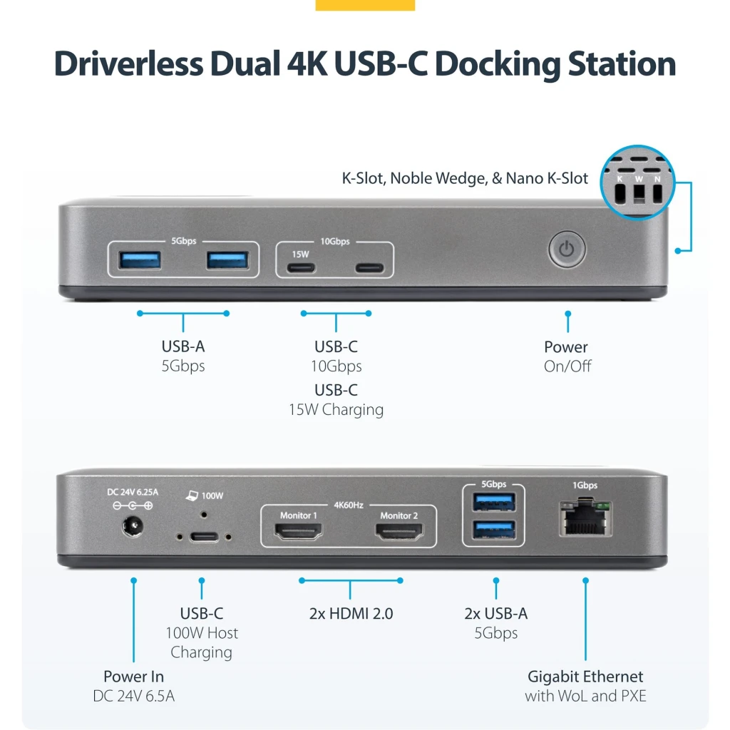 Imagen 1 de Docking Station USB-C 2x HDMI PD 100W
