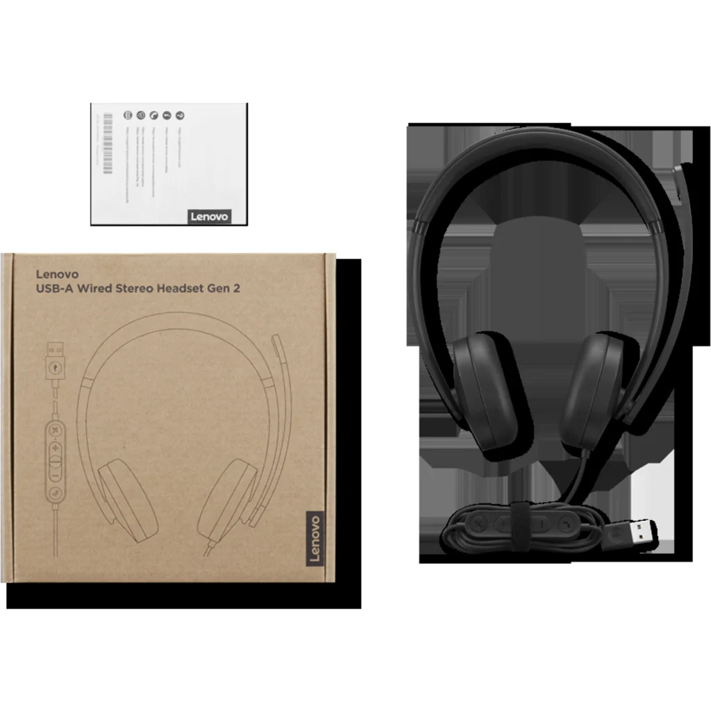Imagen 6 de Auriculares Lenovo Stereo Headset Gen2  Conectividad Alámbrica USB-A Negro