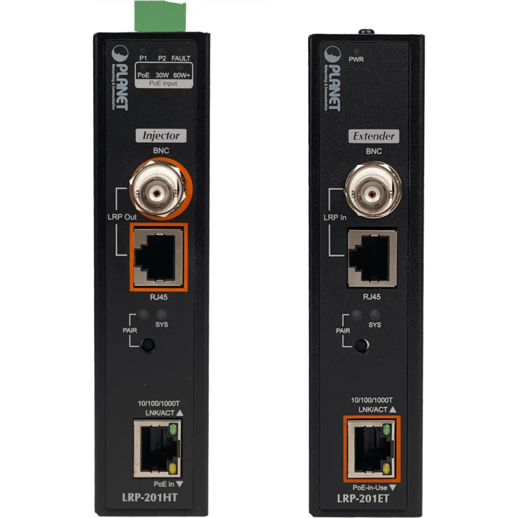 PLANET Kit Extensor 600mt-UTP/BNC 1000mbps req-Fuente 48-56VDC PoE-60W