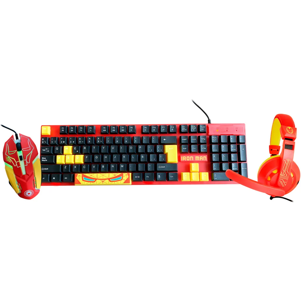 Imagen 1 de Kit 3en1 Teclado Mose Audífonos Gamer  Marvel Iron-Man USB