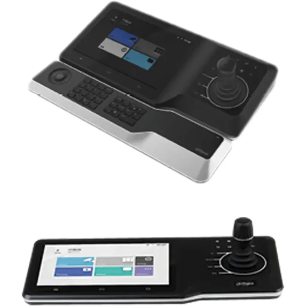 DHI-NKB5000-F. Joystick Dahua de red, permite controlar NVR-XVR-IPC cuenta con 4 salidas HDMI soporta funciones de Video Wall resolución 4K pantalla táctil de 10"".
