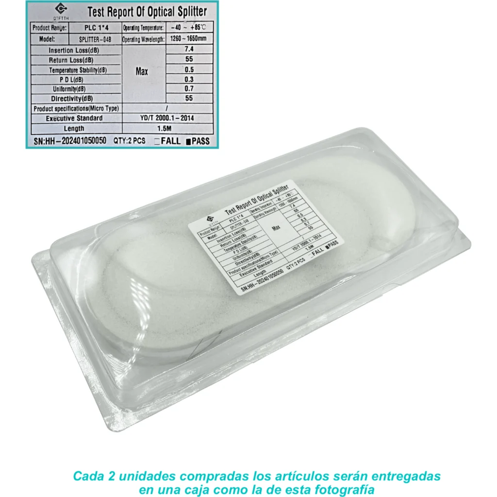 Imagen 1 de 1x4 sin-Conectores Divisor p/EPON/GPON 1.5m req-Fusion 1260-1650mm