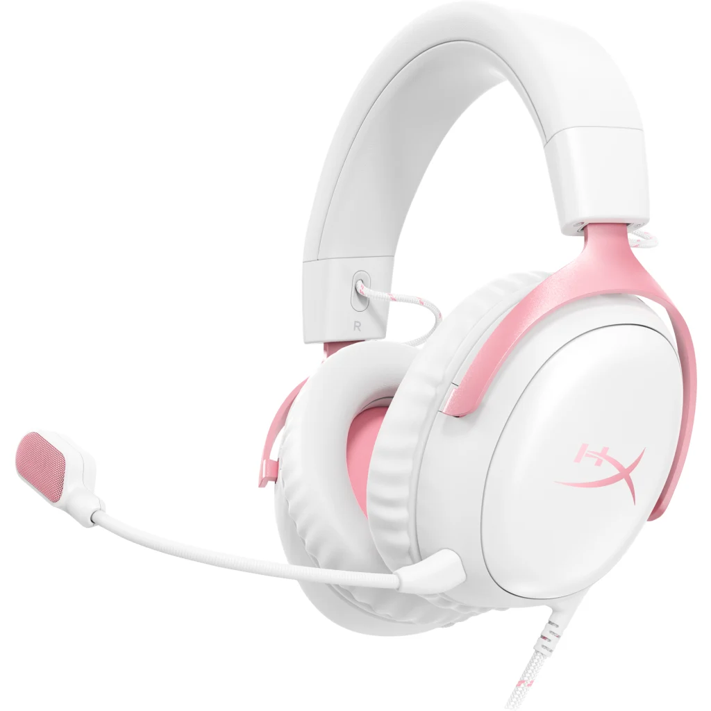 Audífonos Gamer Alámbricos HyperX Cloud III USB C/A 3.5mm DTS Blanco/Rosa