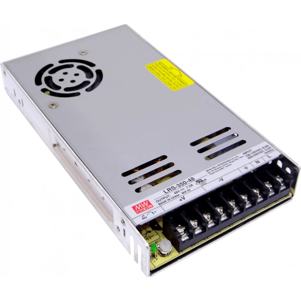 Imagen 1 de MEANWELL 350W 48V 7,3A Ajust. Metalica Regleta Fuente Poder c/Vent.