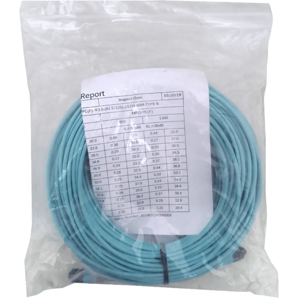 Imagen 1 de LSZH 40mt OM1 MPO-MPO 12-Fibras Type-B Multimodo MM Jumper Fibra