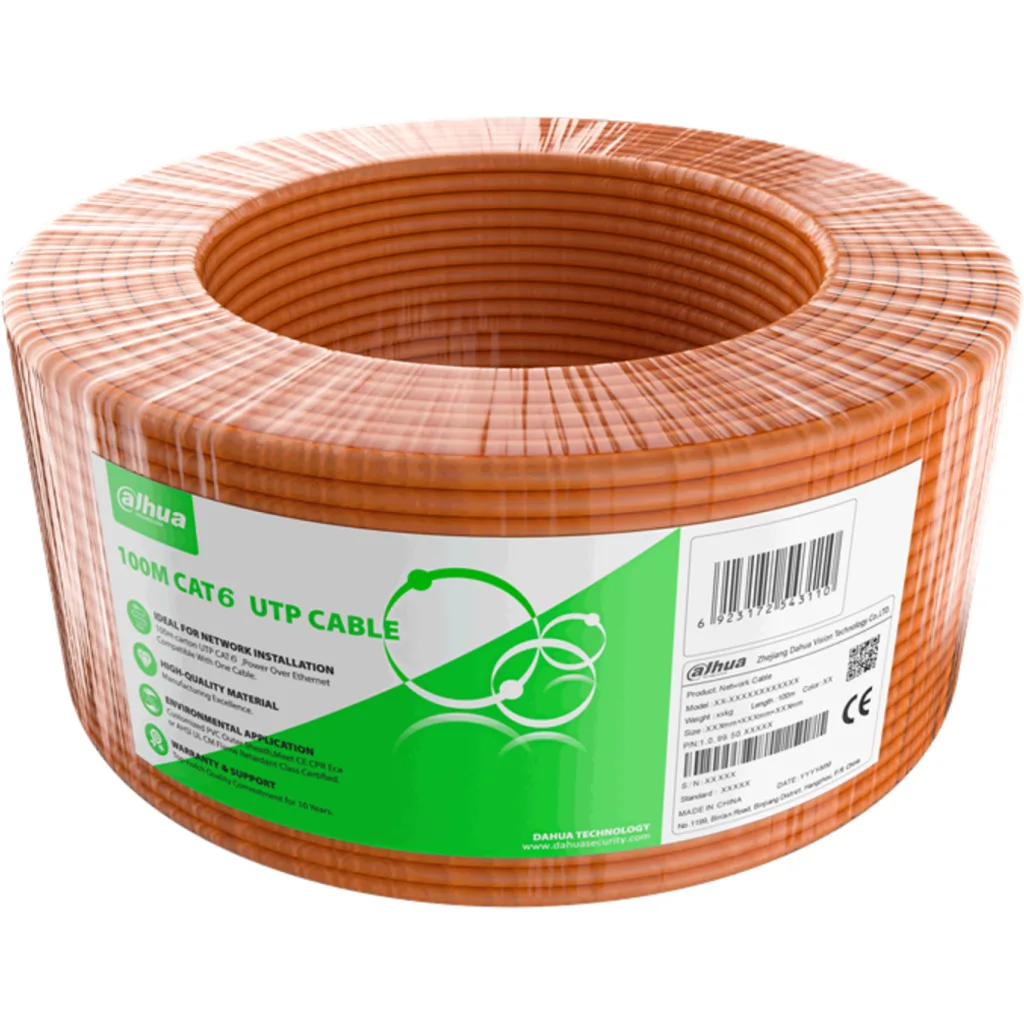 Imagen 0 de Cable de Red Dahua DH-PFM922I-6UN-C-100 CAT6 ALEACION 23AWG Rollo 100mts