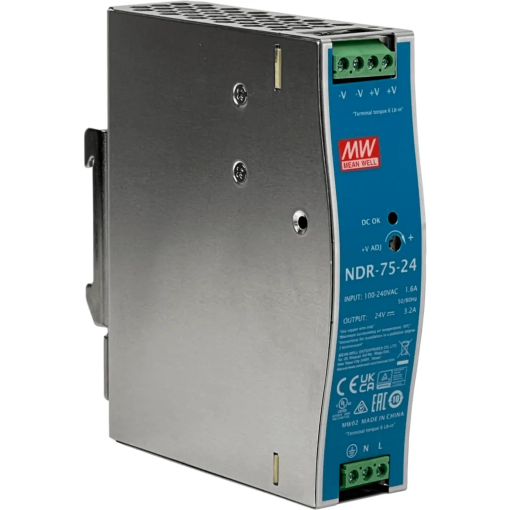 Imagen 1 de MEANWELL 24VDC 76W 3,2A ajust/24-28V Ancho-33mm Riel-DIN Fuente Poder
