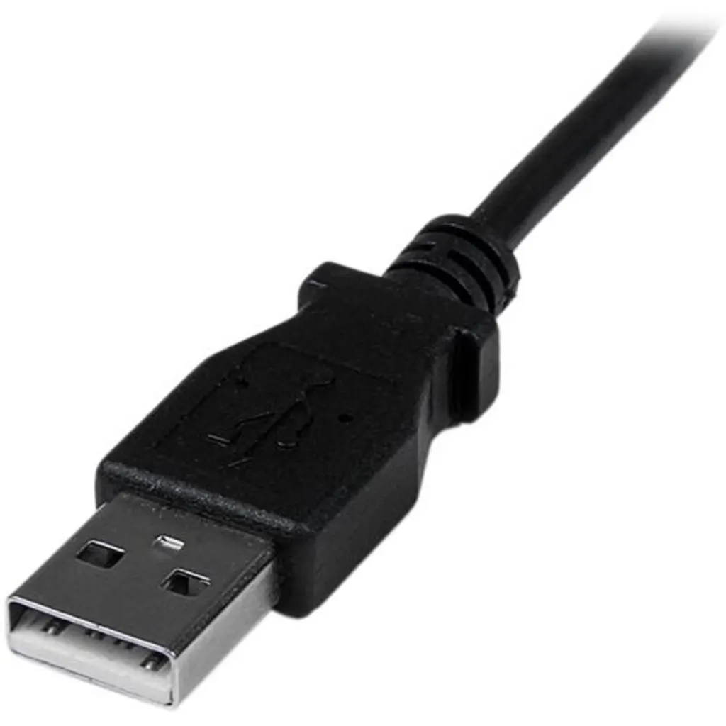 Imagen 2 de Cable USB 2.0 Tipo-A a Mini B con ángulo 90° M/M 28AWG Níquel 2mt Negro StarTech