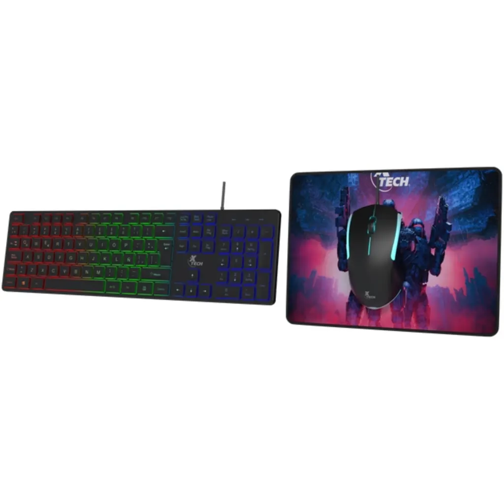 Imagen 1 de Kit Teclado Mouse MousePad XTech XTK-535S, Tec Español, Mouse 1200dpi, MPd 30*25