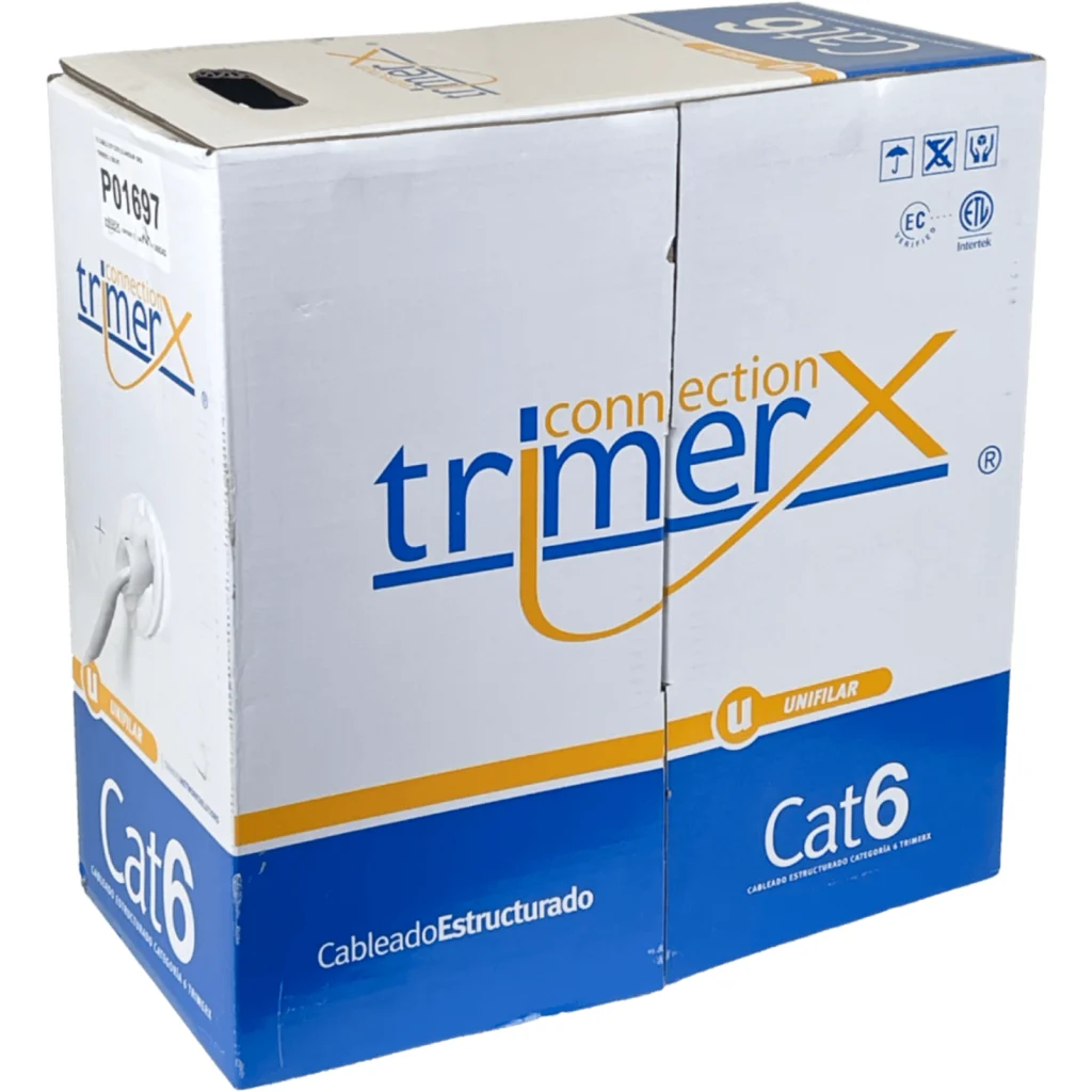 Cable de Red Trimerx Cat6 AWG23 Cable Unifilar 305mt GRIS