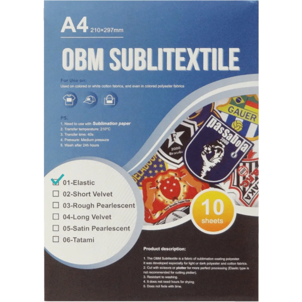 OBM Elastic 10-Hojas A4 210x297mm para estampado en tela