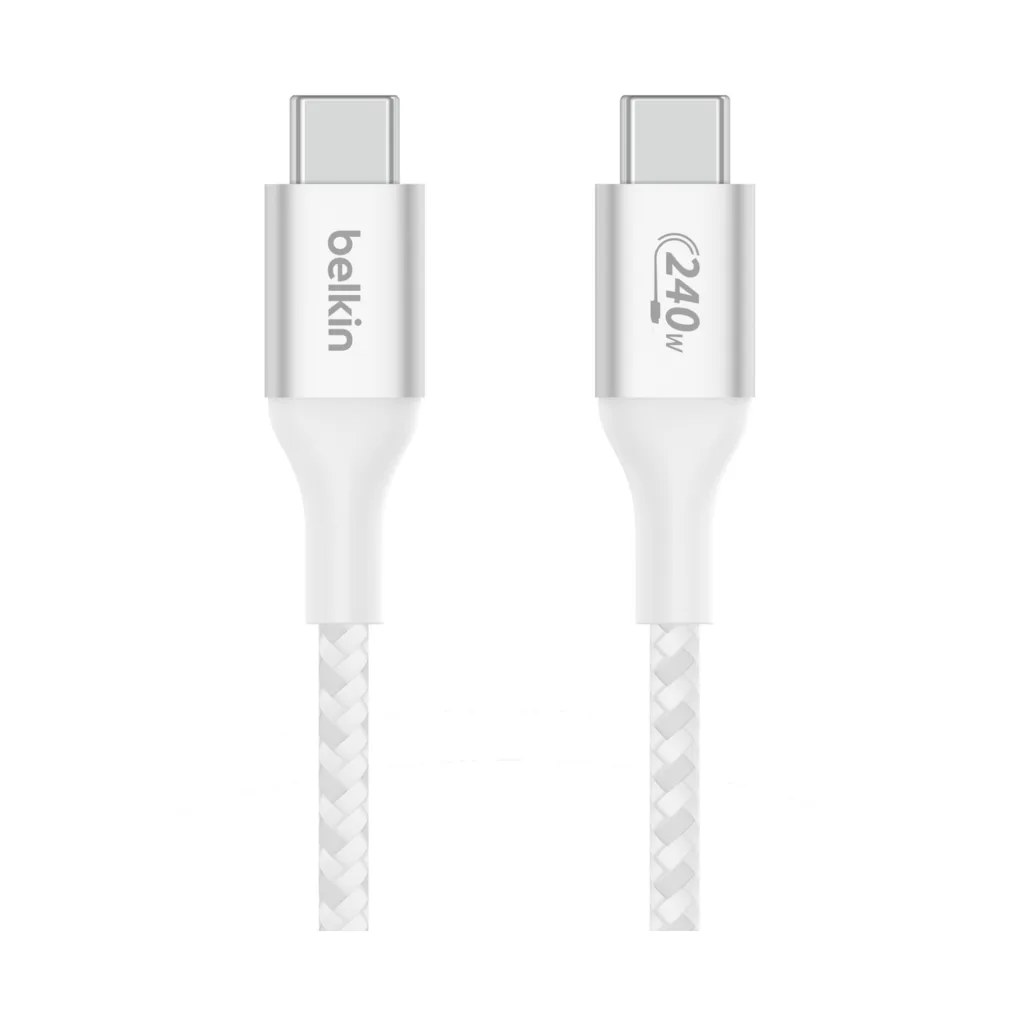 Cable USB-C a USB-C 240W de 2.0 Mt trenzado Belkin blanco