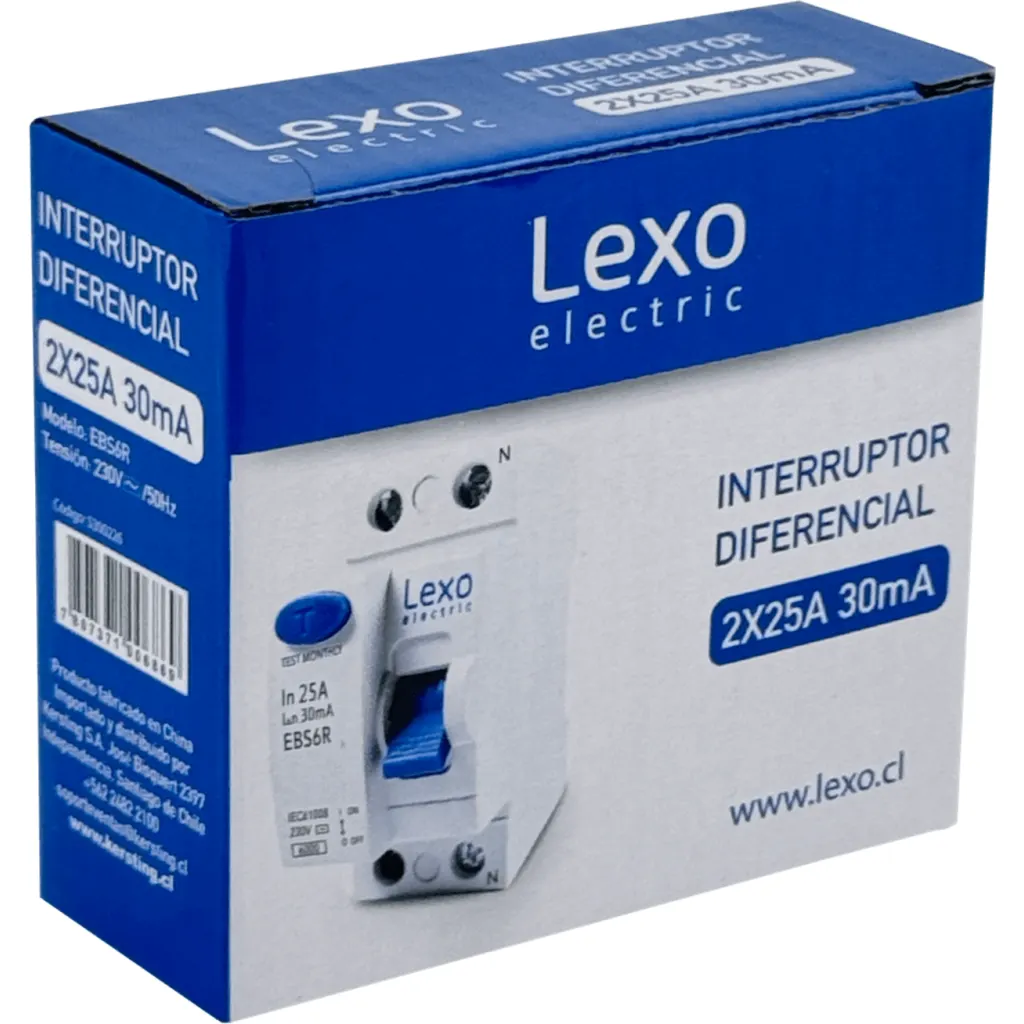 Imagen 1 de LEXO 2x25A 2P 30mA Interruptor Diferencial RKN Proteccion Riel-Din