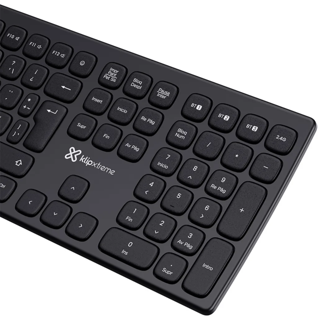 Imagen 8 de Klip Xtreme - Keyboard - Wireless - Spanish (Latin American) - Bluetooth / 2.4 GHz / USB-C - Ergonomic Design - Black - Curve