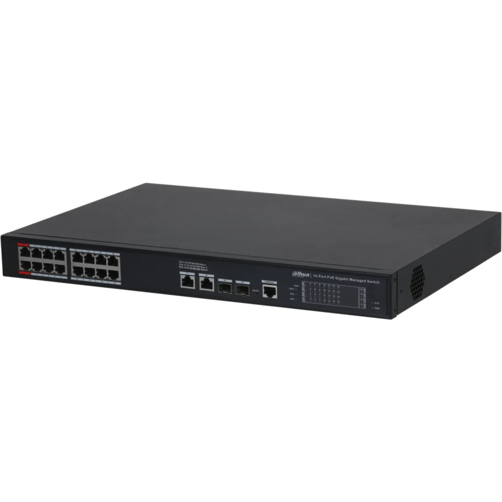Switch Dahua 16 Puertos Poe 10/100/1000 + 2 Puertos SFP 1GB