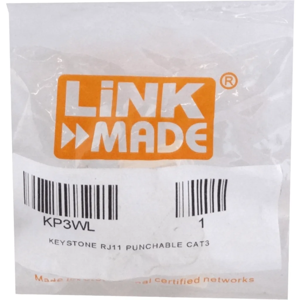 Imagen 1 de LINKMADE Blanco Cat3 RJ11/RJ14 6P4C Hembra Punchable Keystone