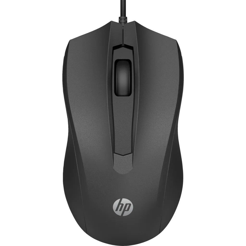 Mouse Alámbrico HP Wired 100, óptico 1600dpi 3 botones Ambidiestro USB Negro
