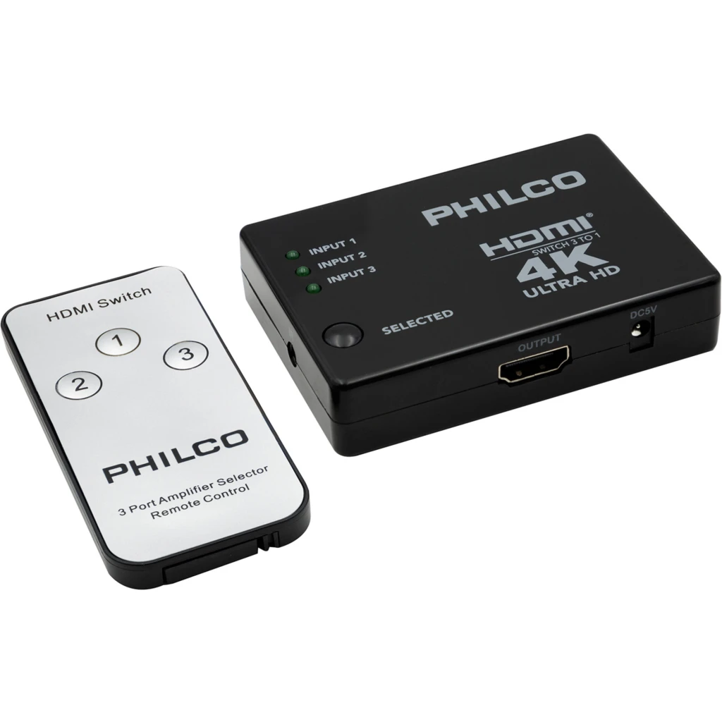 Imagen 1 de Switch HDMI Philco 3*1 FHD UHD con Control Remoto Resolución Hasta 1080p 