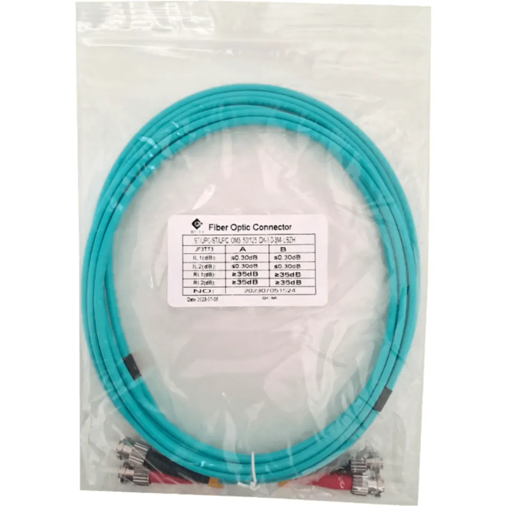 Imagen 2 de 3mt ST-ST OM3 Multimodo MM Duplex Jumper Fibra 3.0mm 50/125um LSZH 