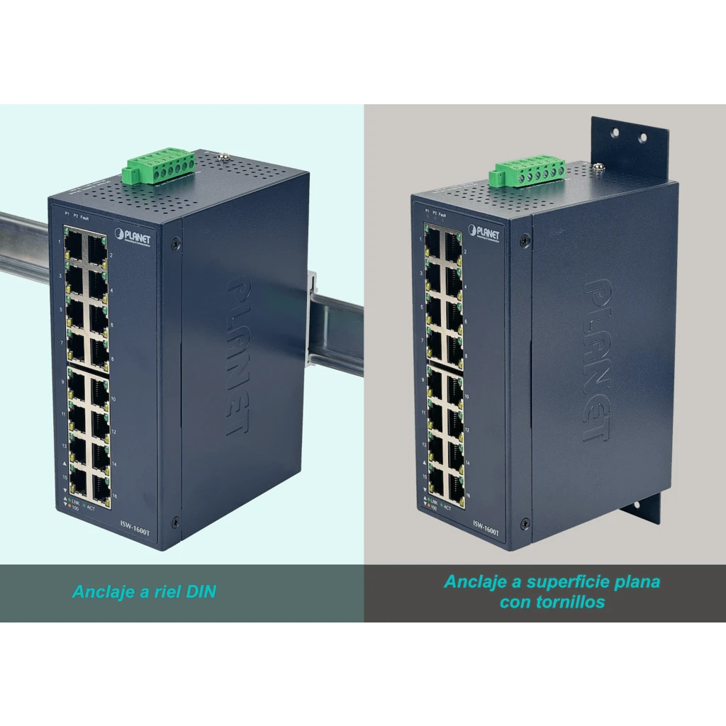 Imagen 2 de Switch Industrial Planet ISW-1600T, 16-Port 10/100TX Ethernet (-40~75 C)