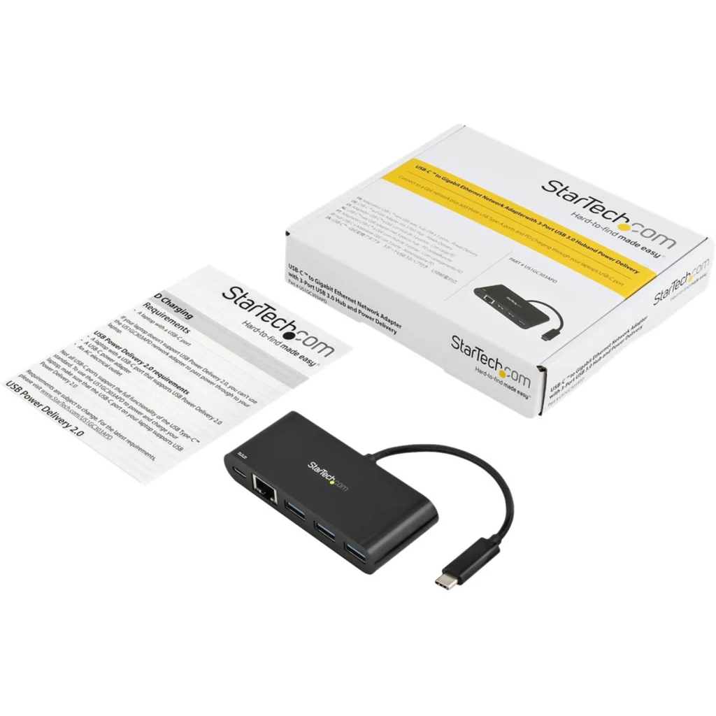 Adaptador StarTech Multipuertos USB-C de Red Ether. con Hub de 3Ptos USB 3.0