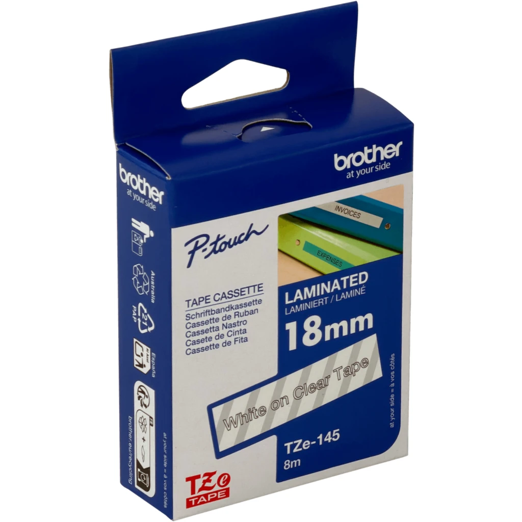 Imagen 2 de Tze-145 18MM BLACK ON CLEAR TAPE