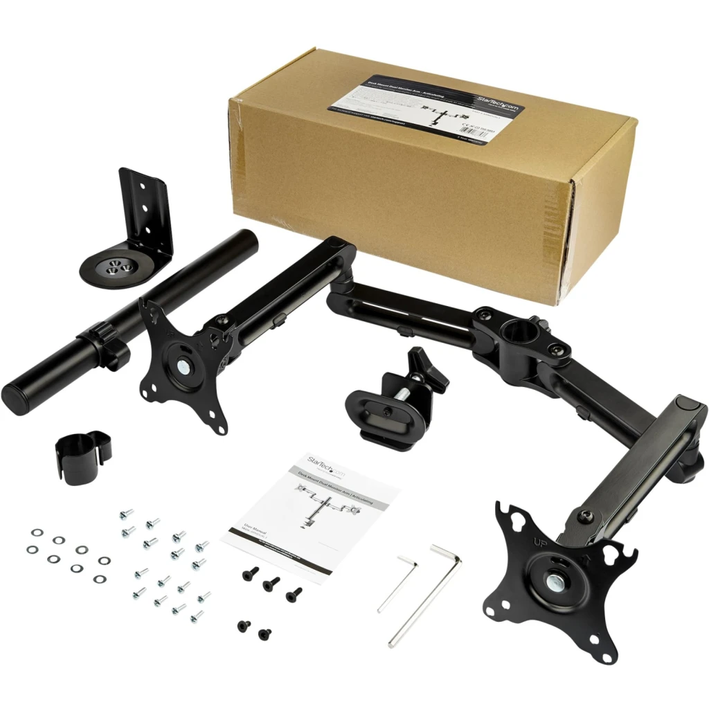 Imagen 7 de StarTech.com Brazo de Soporte para Monitor - Articulado - de Aluminio - para Monitores VESA de hasta 32IN - con Dos Brazos Giratorios - Mount para 2 monitores (brazo ajustable) - aluminio - negro - tamaño de pantalla: hasta 32" - montable en escritorio
