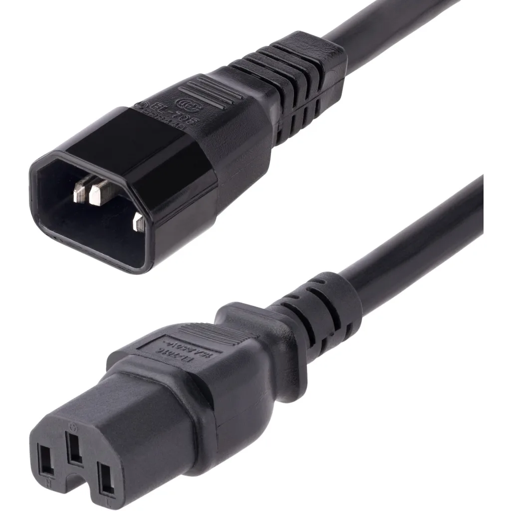 Cable de Poder StarTech IEC C14 a C15 1.8mt 14 AWG para Serv. UPS color Negro