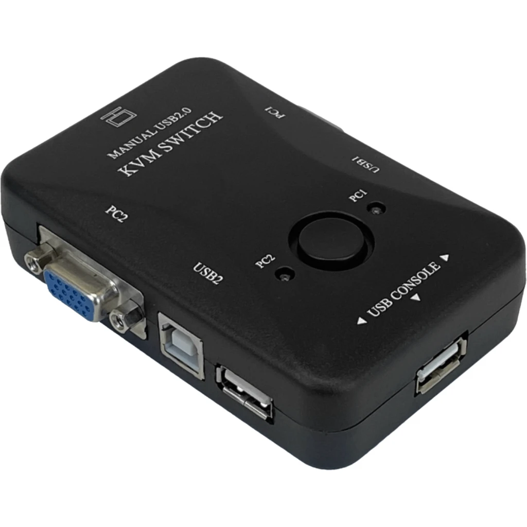 Switch VGA KVM 2 CPU 1Monitor USB 2.0 No Requiere Fuente Poder 1920x1440
