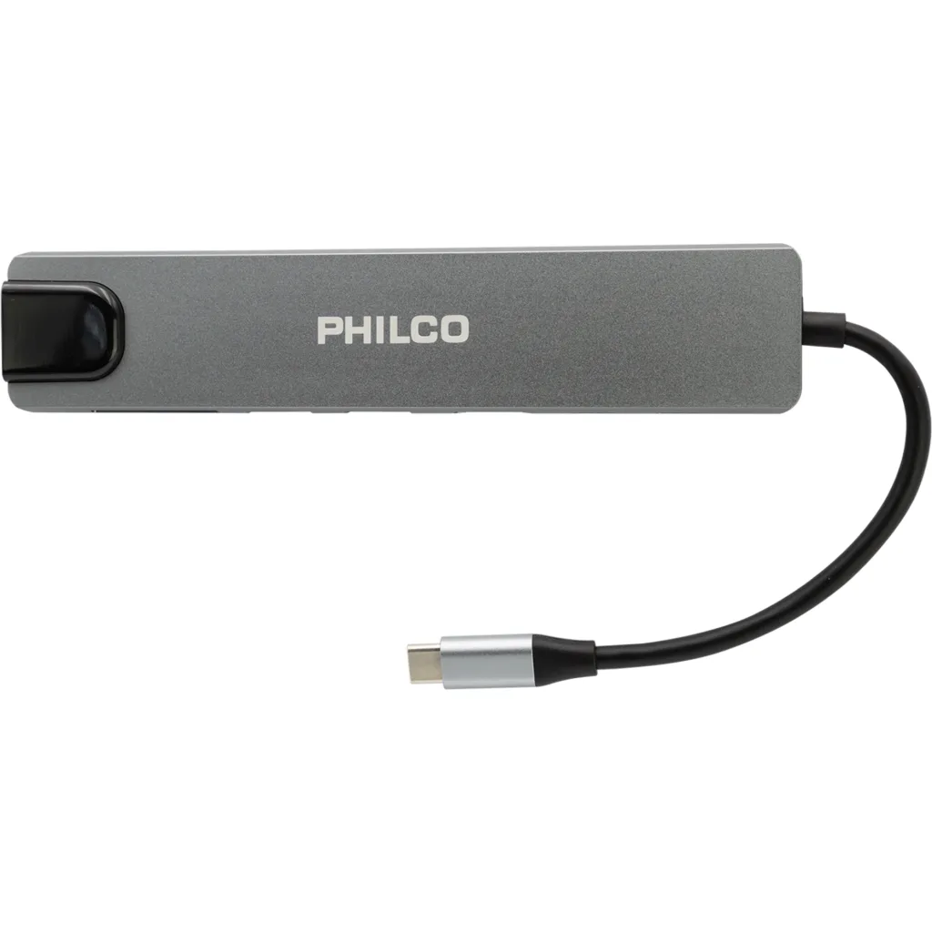 Imagen 2 de Adaptador HUB USB-C Multipuerto Philco USB-C USB-A HDMI DP SD Ethernet