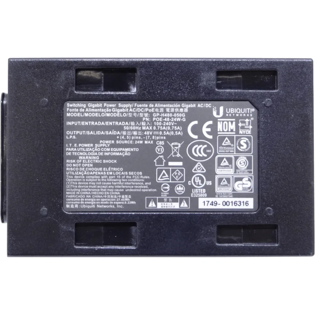 Imagen 4 de Power Injector Ubiquiti POE-48-24W-G. POE 48V 24W 0.5A 1xGig 2-RJ45