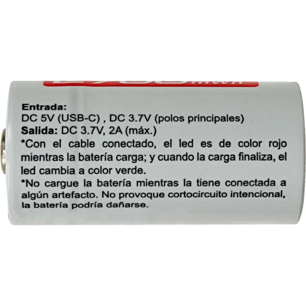 Imagen 3 de 2-unids Pilas 3,7V USB-C Recargable 2700mWh 16x32mm Litio Pila/Bateria